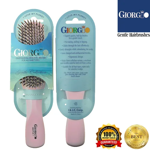 Miniatura 4 de Giorgio GIO1-2P - Juego de 2 cepillos desenredantes suaves para hombres, mujeres y niños. Cerdas suaves para cuero cabelludo sensible. Mojado y seco
