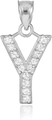 Miniatura 47 de Claddagh Gold . Collar con colgante de letra inicial de plata de ley 925 con circonita cúbica - Elección de tamaños