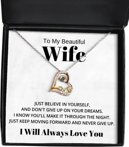 To My Beautiful Wife Love Dancing Necklace, Just Believe In yourself And Don't Give Up On Your Dreams, Best Birthday Gifts, Engagement Gifts,