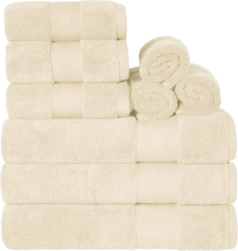 Miniatura 123 de Superior Juego de toallas de algodón turco de 9 piezas, 3 toallas de baño, 3 manos, 3 toallas faciales para el hogar, artículos esenciales de baño