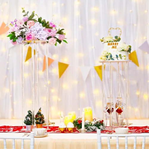 Miniatura 3 de 2 piezas de jarrones de acrílico transparente para mesas de boda, elevadores de flores de 31.5 pulgadas para columnas de exhibición, soporte