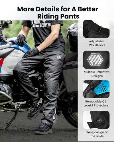 Miniatura 6 de ILM - Pantalones desmontables de motocicleta para invierno para hombre, blindados CE 2 con cremallera completa en las piernas, para clima frío