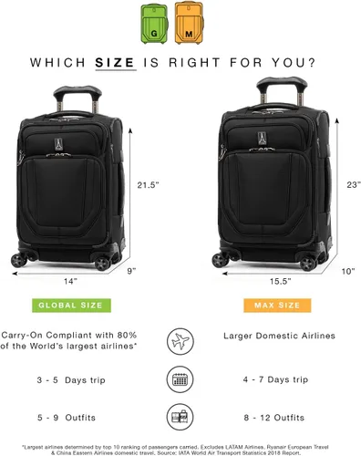 Miniatura 6 de Travelpro Crew Versapack - Maleta giratoria extensible Softside, Gris (Titanium Grey)), 407186305