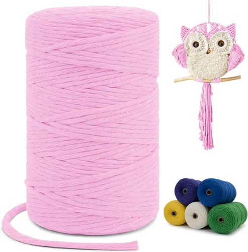 Miniatura 55 de Cuerda de macramé de una sola hebra de 0.197 in x 110 yardas, cuerda de macramé de algodón natural de 0.197 in, cuerda de algodón grueso para colgar
