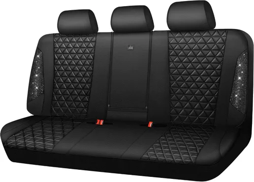 Miniatura 12 de CAR PASS Fundas de asiento de automóvil de cuero con diamantes brillantes, juego de asientos interiores de asientos completos, impermeable, Plateado