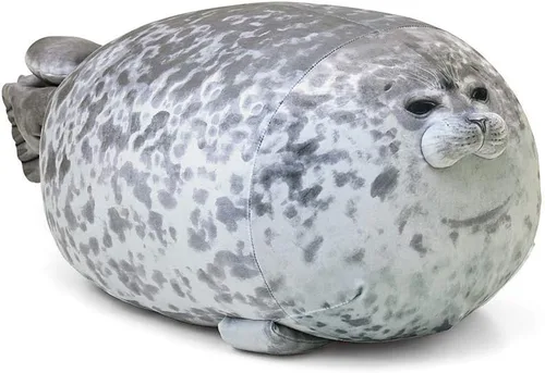 Almohada de foca, almohada de felpa de sello de Blob gordito, juguete de peluche, lindas almohadas de océano (mediano, 17.6 pulgadas)