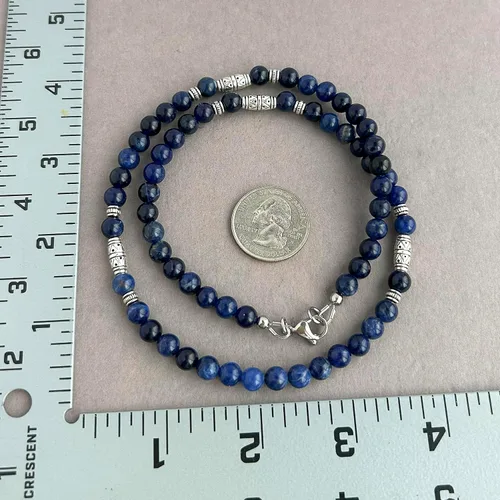 Miniatura 12 de Mami's Gem Studio Collar de cuentas para hombre, hecho a mano en Estados Unidos, piedras preciosas de 0.236 pulgadas y peltre estilo tribal