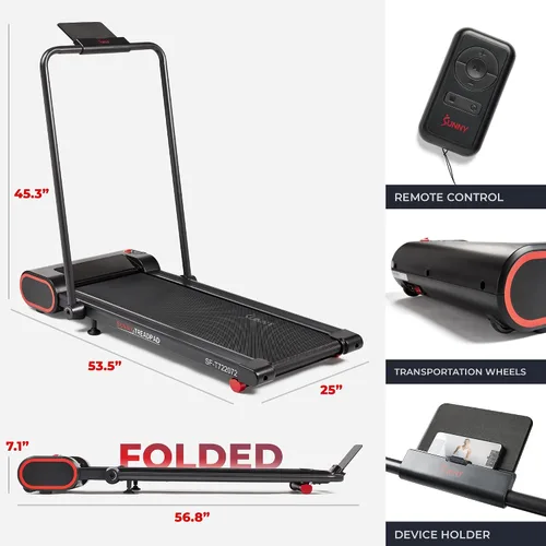 Miniatura 5 de Sunny Health & Fitness Smart Slim Treadmill, Under Desk/Office, Walking Pad with Optional SunnyFit® App Enhanced Connectivity Negro