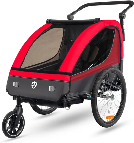 TIGGO VS - Remolque y cochecito de bicicleta de suspensión 2 en 1, asiento doble para niños pequeños, niños, portabicicletas para niños