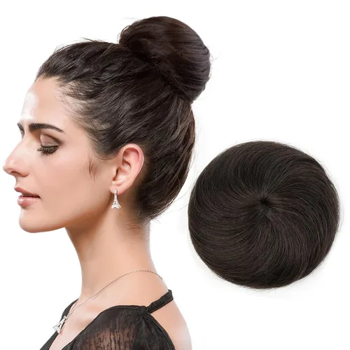 Miniatura 15 de Moño de Cabello Humano 100%, Moño Desordenado Pieza de Cabello Extensiones de Cabello Humano Real Moño de Cabello Rizado Natural Piezas de Cabello