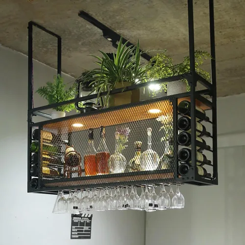 Miniatura 4 de Estantes de vino de pared de 31.4 pulgadas, estante de vino colgante, soporte de vino de gran capacidad, se puede colgar o montar en la pared, tipo