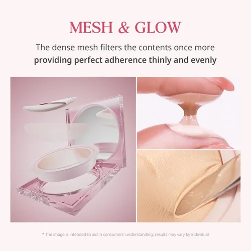 Miniatura 10 de CLIO Kill Cover Mesh Glow Base de maquillaje con almohadilla ([Repuesto incluido] 15g*2, 23N JENGIBRE), Piel de vidrio, de larga duración, ligera