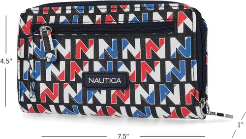 Miniatura 3 de Nautica Be Shore - Cartera de mujer con bloqueo RFID y cremallera alrededor del embrague, Mar del Norte