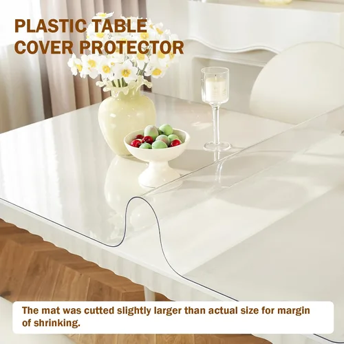 Miniatura 2 de Royhom Protector de mesa transparente de 14 x 24 pulgadas, cubierta de plástico de 0.059 in de grosor, impermeable, fácil de limpiar, protector