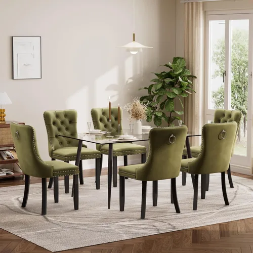 Miniatura 16 de Baysitone Juego de mesa de comedor de vidrio de 51 pulgadas para 4, juego de 5 piezas moderno de comedor, mesa de cocina rectangular de vidrio con 4