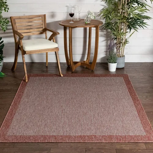 Well Woven Woden - Alfombra de tejido plano para interiores y exteriores, color rosa coral (9'3" x 12'6")