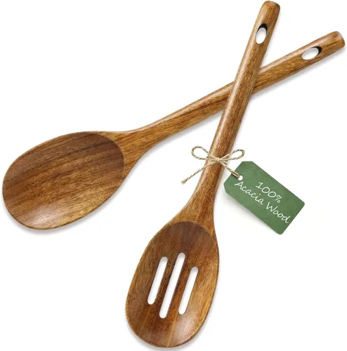 Miniatura 9 de Cuchara de madera para pasta con dientes, tenedor de espagueti, tenedores de pasta de 12.5 pulgadas, utensilios para servir, cuchara de madera