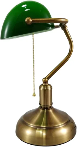 Miniatura 3 de Lámpara de escritorio de estilo retro, lámpara de escritorio con base de latón, pantalla de vidrio verde, lámpara de escritorio para banqueros
