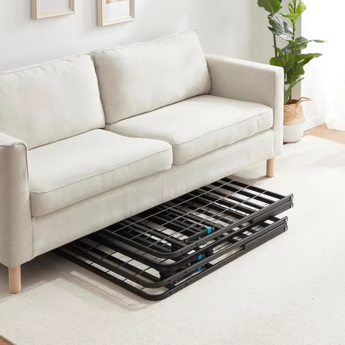 Miniatura 8 de Nestl Marco de cama plegable de tamaño completo, cama plataforma, acero, montaje fácil sin herramientas, 14 pulgadas de alto, completo, negro