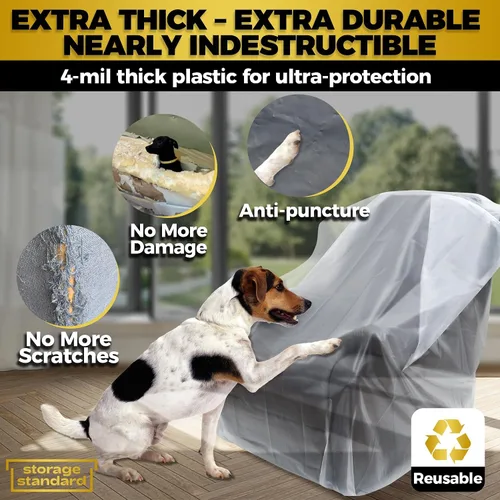 Miniatura 3 de Fundas de plástico para muebles para mudanza y almacenamiento - Protectores de fundas para sillas de alta resistencia, impermeables y a prueba