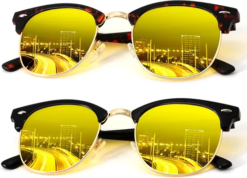 Miniatura 16 de KALIYADI - Gafas de sol polarizadas para hombres y mujeres unisex, marco semirretráctil, estilo retro, para conducir, con bloqueo UV