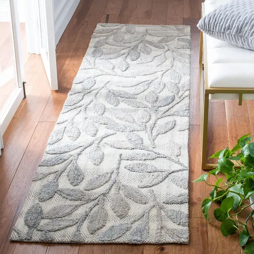 SAFAVIEH South Hampton Collection SHA302B - Alfombra de pasillo de lana botánica hecha a mano, 2 pies 3 pulgadas x 8 pies, color beige