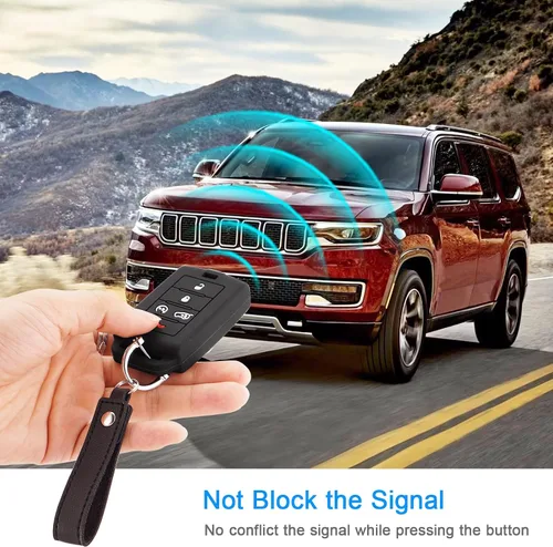 Miniatura 3 de Funda de silicona para llavero para Jeep Grand Cherokee 2021-2024, para Grand Cherokee L 2021-2023, para Grand Wagoneer 2022 2023 5 botones