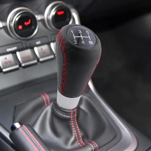 Miniatura 2 de Perilla de cambio de 5 velocidades, palanca de cuero para transmisión manual, palanca de cambios para la mayoría de coches, camiones, SUV y Rojo