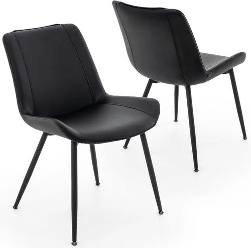 Brage Living Juego de 2 sillas de comedor de piel sintética, modernas, sin brazos, para cocina, comedor, sillas laterales tapizadas con patas de