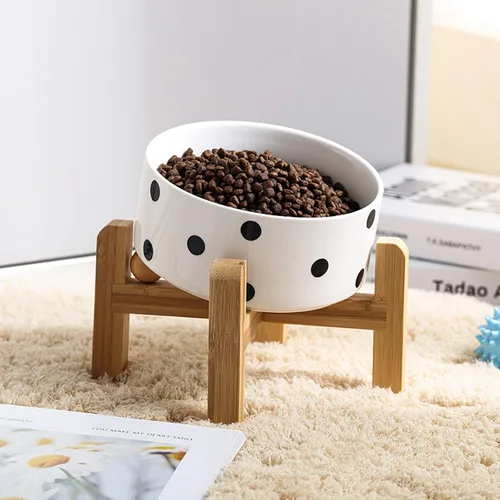 Miniatura 6 de Petygooing Tazón elevado/relevado de cerámica para perros de 15° inclinado para razas pequeñas y medianas, tazón antideslizante inclinado para Punto