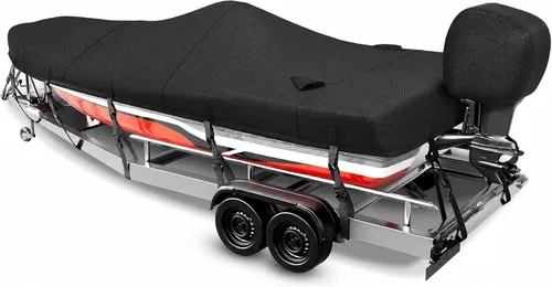 Funda para Barco de 16-18 pies, Funda para Barco Bass 1200D, Fundas para Barco Resistentes e Impermeables con Funda para Motor y Kits de Drenaje