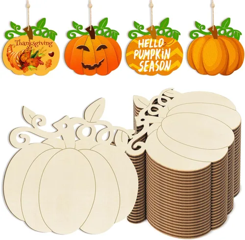 Miniatura 15 de Adornos de madera para árbol de Navidad para pintar, decoración de Navidad y Acción de Gracias, recortes sin terminar, 24 piezas de 3.5 x 3