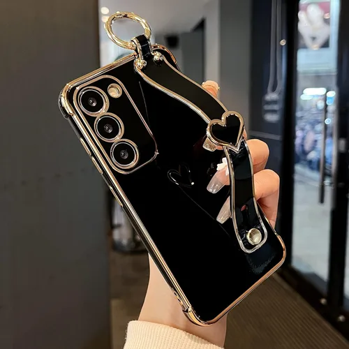 Miniatura 50 de ZTOFERA Funda diseñada para Samsung Galaxy S20 FE 5G, borde chapado de lujo, patrón de corazones de amor con pulsera y función atril, protección