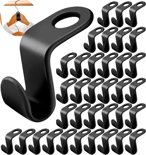 Miniatura 9 de 200 ganchos de conector para colgar ropa, ganchos en cascada resistentes, ganchos extensores, ganchos de conexión de terciopelo para ropa, armario
