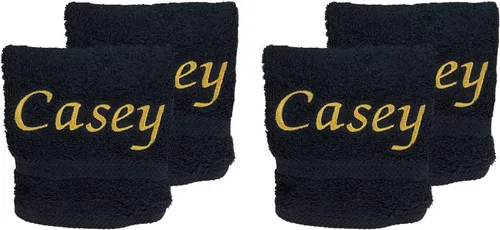 Liberty21 Juego de toallas bordadas personalizadas para cuerpo y cara, maquillaje. Paños de limpieza reutilizables 100% algodón suave, juego de Negro