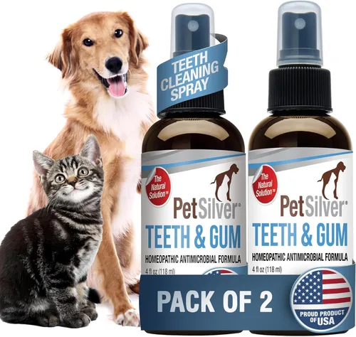 PetSilver Spray de dientes y encías – Spray de limpieza dental y dientes para perros para reducción de la acumulación de placa y sarro – Ambientador