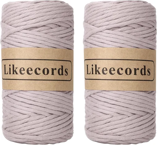 Miniatura 14 de Likeecords - Cuerda de macramé de 4 mm de un solo hilo, 80 m de cuerda de macramé colorida, cuerda de algodón para macramé, cuerda de algodón