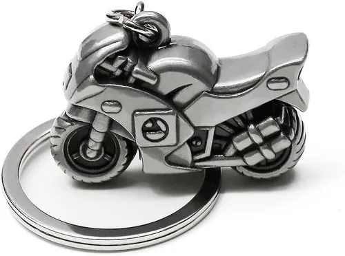 Llaveros de aleación de zinc, llavero 3D para motocicleta deportiva, anillo de bicicleta de calle, titanio, 1-3 / 8 x 7/8 x 1/2 pulgadas, Titanio