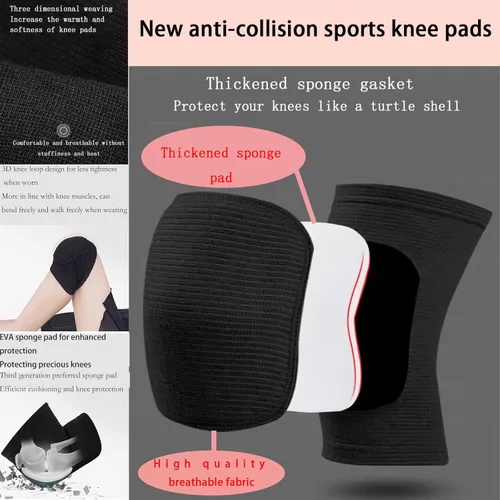 Miniatura 4 de Esponja antideslizante, rodilleras suaves y transpirables para hombres, mujeres, niñas y niños en negro, adecuadas para deportes como voleibol
