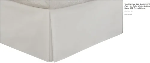 Miniatura 2 de sheetsnthings Falda de cama sin arrugas de 650 hilos (individual XL, blanco sólido) mezcla de algodón de 650 hilos