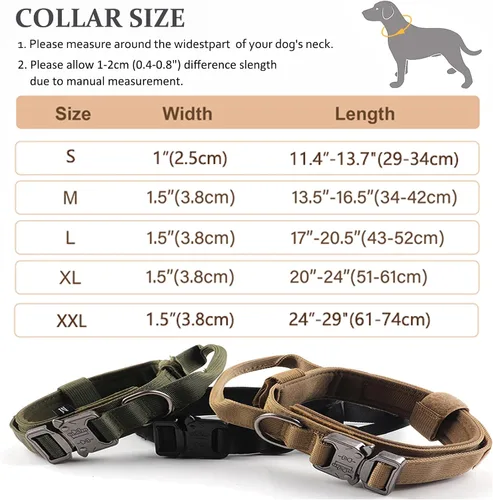 Miniatura 5 de Collar táctico para perro, collar ajustable de nailon para entrenamiento militar con mango de control y hebilla metálica de liberación rápida pesada