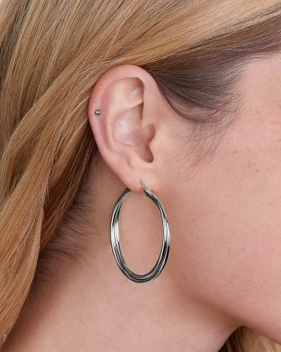 Miniatura 8 de Milla Crossover Twisted Hoop Earrings for Women – Hypoallergenic Silver or Gold Statement Hoops – Lightweight & Easy to Wear