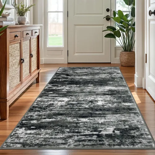 Miniatura 80 de KOZYFLY – Alfombra de pasillo moderna y lavable de diseño abstracto verde, 2 x 5 pies, antideslizante, suave y de pelo corto, ideal para cocina