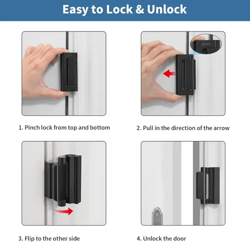 Miniatura 4 de Cerradura de refuerzo de puerta de seguridad para el hogar, pestillo de seguridad adicional para puertas delanteras, dispositivos de seguridad