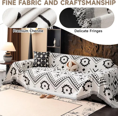 Miniatura 31 de VClife Fundas de sofá bohemio de felpilla para sofá seccional, fundas de sofá suaves y antideslizantes para sofá de 2 cojines, protector de muebles