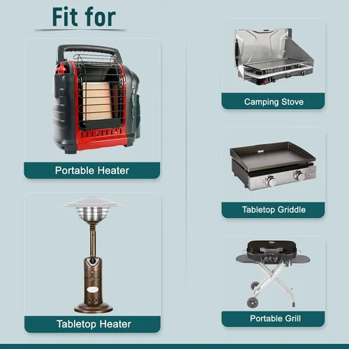 Miniatura 6 de GASPRO Adaptador de manguera de propano de 12 pies, compatible con calentador Mr. Heater Buddy, parrilla portátil y más, se conecta a un tanque de 5