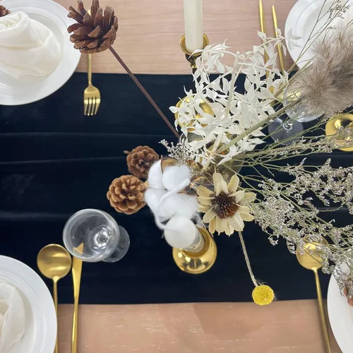 Miniatura 2 de Camino de mesa de terciopelo, decoración de recepción de boda de lujo de 10 pies, tela de terciopelo suave, superposición de lino para fiesta