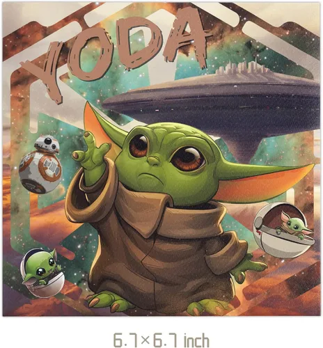 Miniatura 4 de El paquete de 40 suministros para fiestas de Baby Yoda incluye 20 platos, 20 servilletas para decoración de fiesta de Baby Yoda