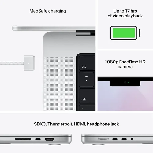 Miniatura 4 de Apple MacBook Pro 2021 (14 pulgadas, chip M1 Pro con CPU de 10 núcleos y GPU de 16 núcleos, 16 GB de RAM, SSD de 1 TB), color plateado