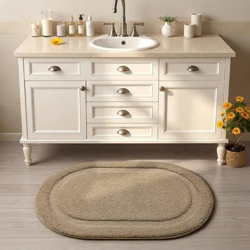 Miniatura 3 de Color&Geometry Alfombra de baño pequeña color beige de 15 x 23 pulgadas, antideslizante, absorbente, suave, lavable, tapete de baño grueso, tapete